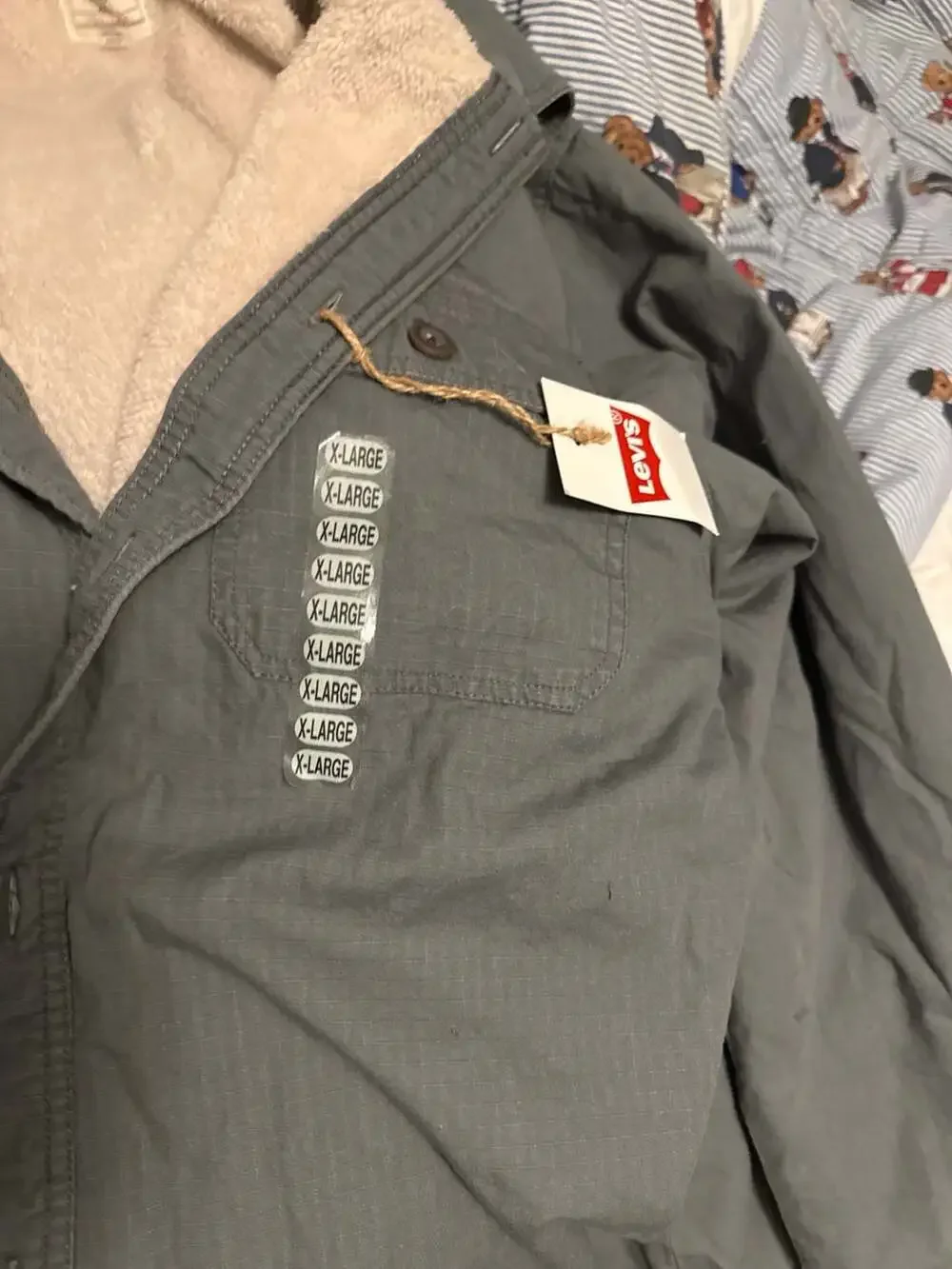Levi's Men's Sherpa Lined Ripstop Shirt Jacket, Grey, Size XL - Picture 2 of 6